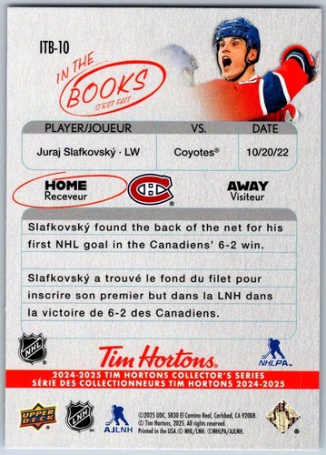 Rookies rétrospectifs Tim Hortons 2024-25 - DANS LES LIVRES (ITB) - U-Pick From List - Photo 19 sur 29