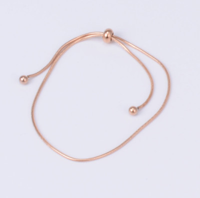 Adjustable Rose Gold Stainless Steel Slider Stopper Beads Anklet Bracelet PE14