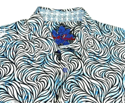Robert Graham Classic Fit Gleeson Shirt Mens S Blue Black White Short Sleeve