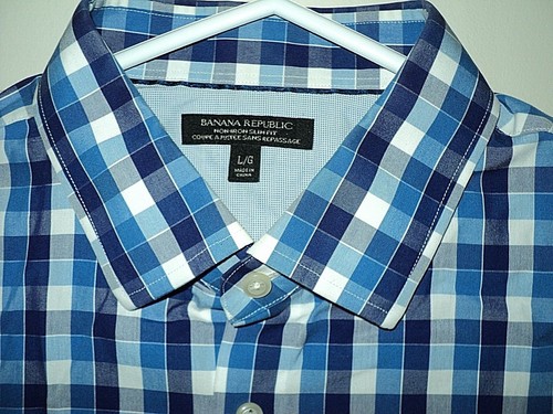 BANANA REPUBLIC NEW Authentic Button Down LS Plaid Casual Shirt Size Large - Picture 2 of 3