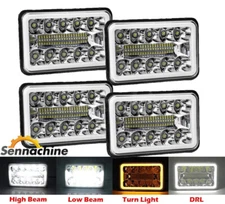 4Pcs 4X6" LED Headlight Sealed Hi/Lo Beam Halo DRL For Chevrolet C10 Blazer Ford