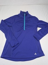 Adidas Womens Purple Half Zip Long Sleeve Climalite Pullover Jacket Size Large