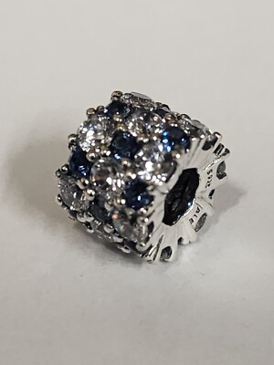 AUTHENTIC PANDORA BLUE AND CLEAR SPARKLE CHARM #798487C02