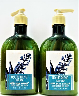 Bath Body Works FRESH SPARKLING SNOW Nourishing Hand Soap w/Shea, 8 oz, NEW x 2