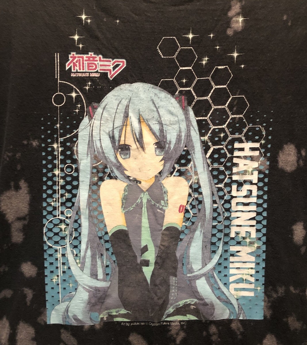 Hatsune Miku Black and Gray Tie Dye Short Sleeve T-Shirt