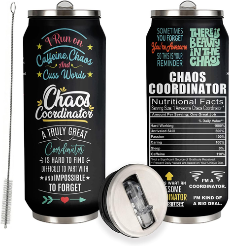 Tazza tumbler Chaos Coordinator, idea regalo di Natale unica per capo, insegnante, infermiera, regalo per mamma, collega, compleanno, regalo di ringraziamento per donne, tazza da viaggio da 590 ml