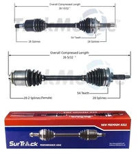 SurTrack Pair Set of 2 Front CV Axle Shafts For Kia Sedona FWD 2002-2005