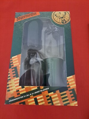 Jägermeister Likör Geschenkbox mit 2 Schnapsgläsern ideales Geschenkzimmer für 2 Miniaturen