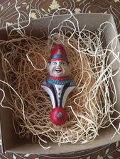 New 3D Dresden Paper Christmas Jester Clown Ornament 3 3/8" Long w Box