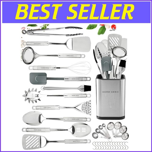 Elegant 32-Pc Stainless Steel Utensils Set - Complete Kitchen Gadgets Collection