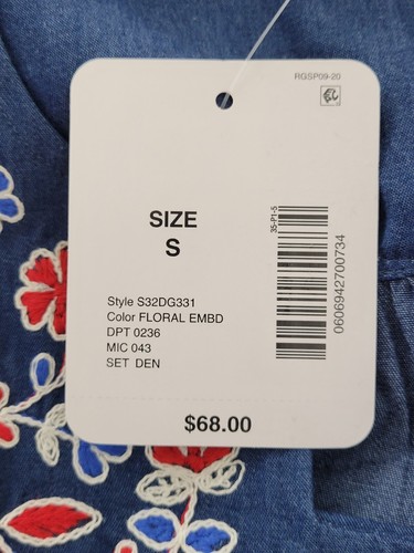 NEW Go Softly Small S Patio Dress Denim Embroidered Floral - Picture 6 of 6