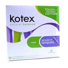 Kotex Security Tampons Super Natural Balance Unscented  18 Count Box Sealed