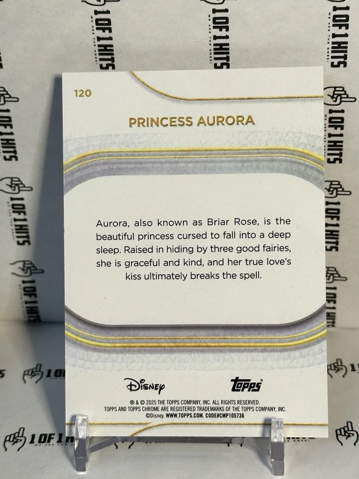 Princess Aurora 2025 Topps Chrome Disney #120 Gold Wave Refractor 33/50 SSP - Image 3 of 3