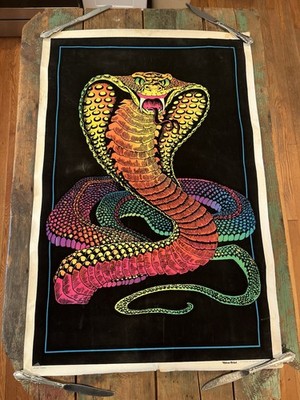 Vintage Original COBRA Blacklight Poster Velva-Print 60s 70s Snek Snake Snark