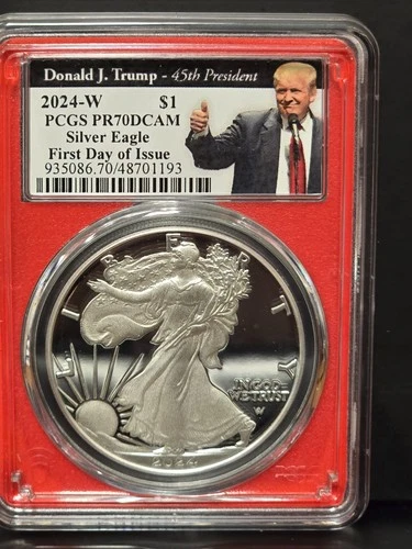 2024-W Proof $1 American Silver Eagle PCGS PR70DCAM Trump 45th President Label