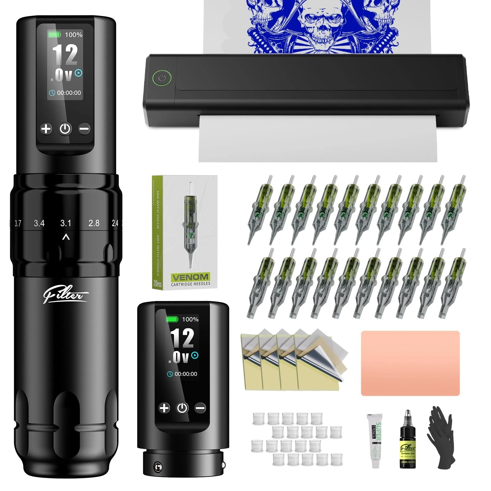 Tattoo Stencil Printer Kit - Complete Starter Set for Beginners, 20 Needles, 160 - product detail image 2