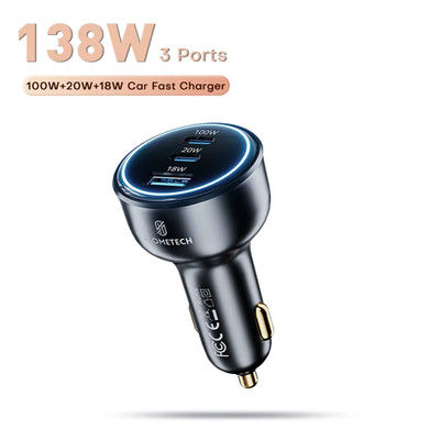 138W Car Charger Fast USB Type C Car Phone Charge 100W 65W 45W 35W PD3.0 PPS for