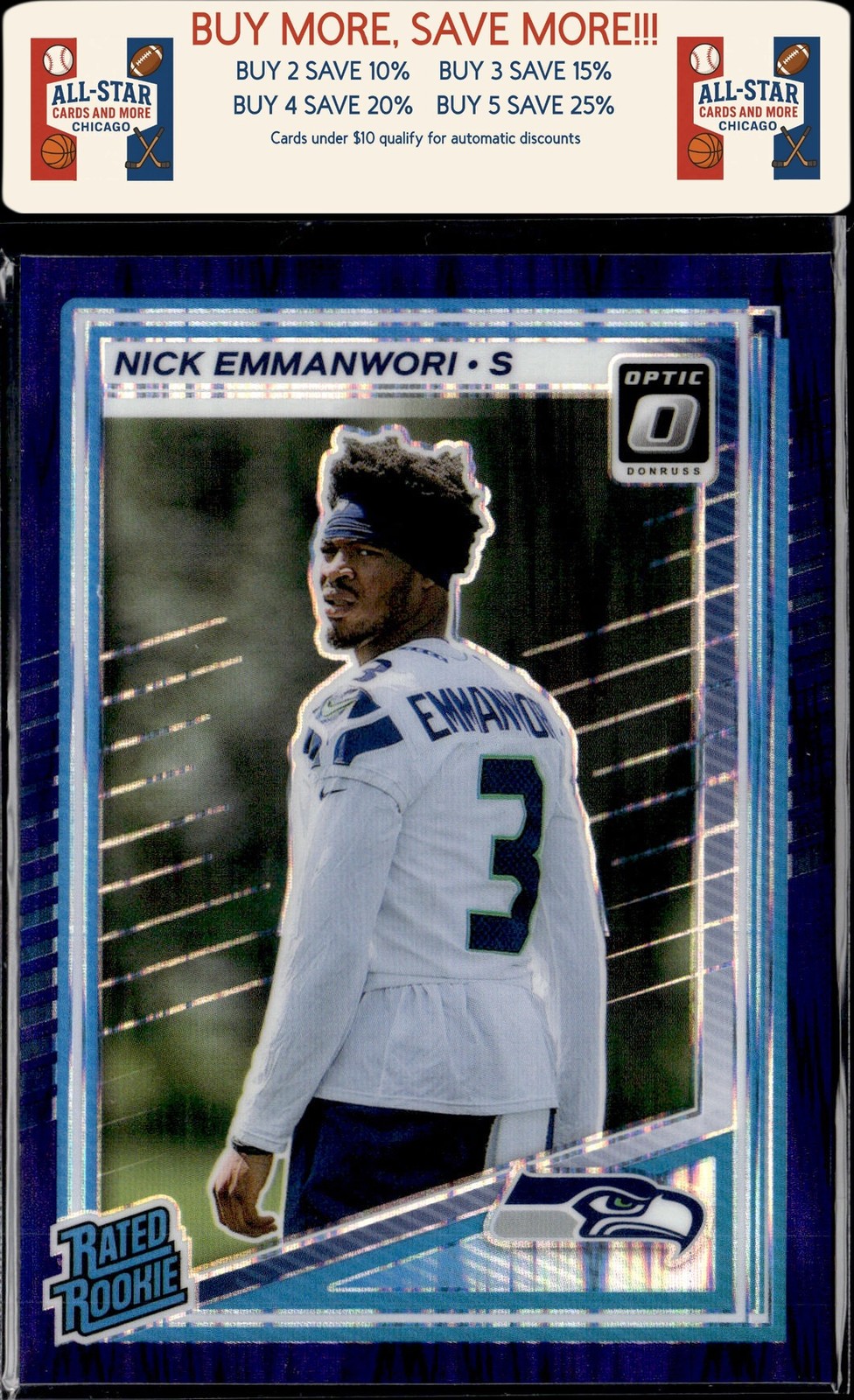 2025 Donruss Optic #277 Nick Emmanwori Blue Scope Rookie Seattle Seahawks