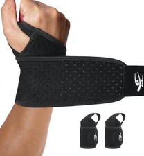 HiRui Wrist Wraps 2-Pack, Adjustable Breathable Support Brace for Black