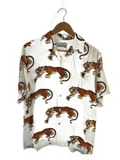 WACKO MARIA Aloha Shirt S Rayon WHT All Over Pattern