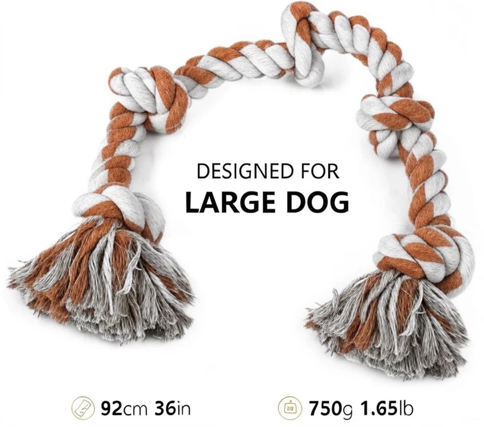 狗绳玩具适用于中型、大型狗、狗咀嚼玩具适用于侵略性咀嚼者 3 英尺 — 第 2/4 张图片