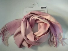 NORDSTROM RACK 100% Cashmere Pink Plaid Soft Cozy Fringed Long Winter Scarf