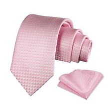 Mens Solid Color Necktie and Pocket Square for Business Formal 115-pink