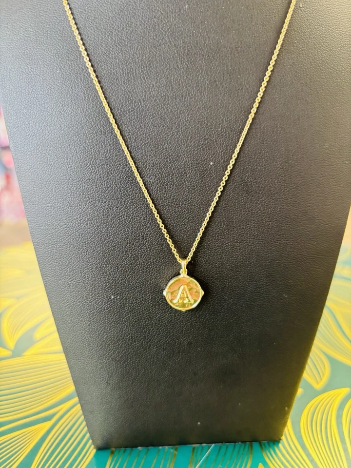 Kendra Scott Letter “A” Pendent 14k Gold Plated Brass Reversible Necklace - Image 4 of 4