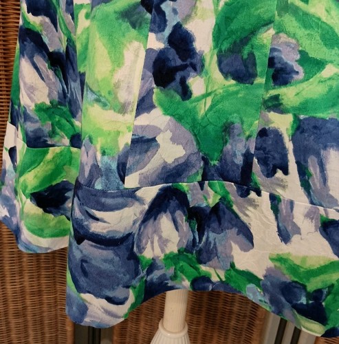 Vestido Lauren Ralph Lauren Calce y Acampanado Talla 4 Floral Cuello en V Sin Mangas Verde Púrpura - Imagen 6 de 16