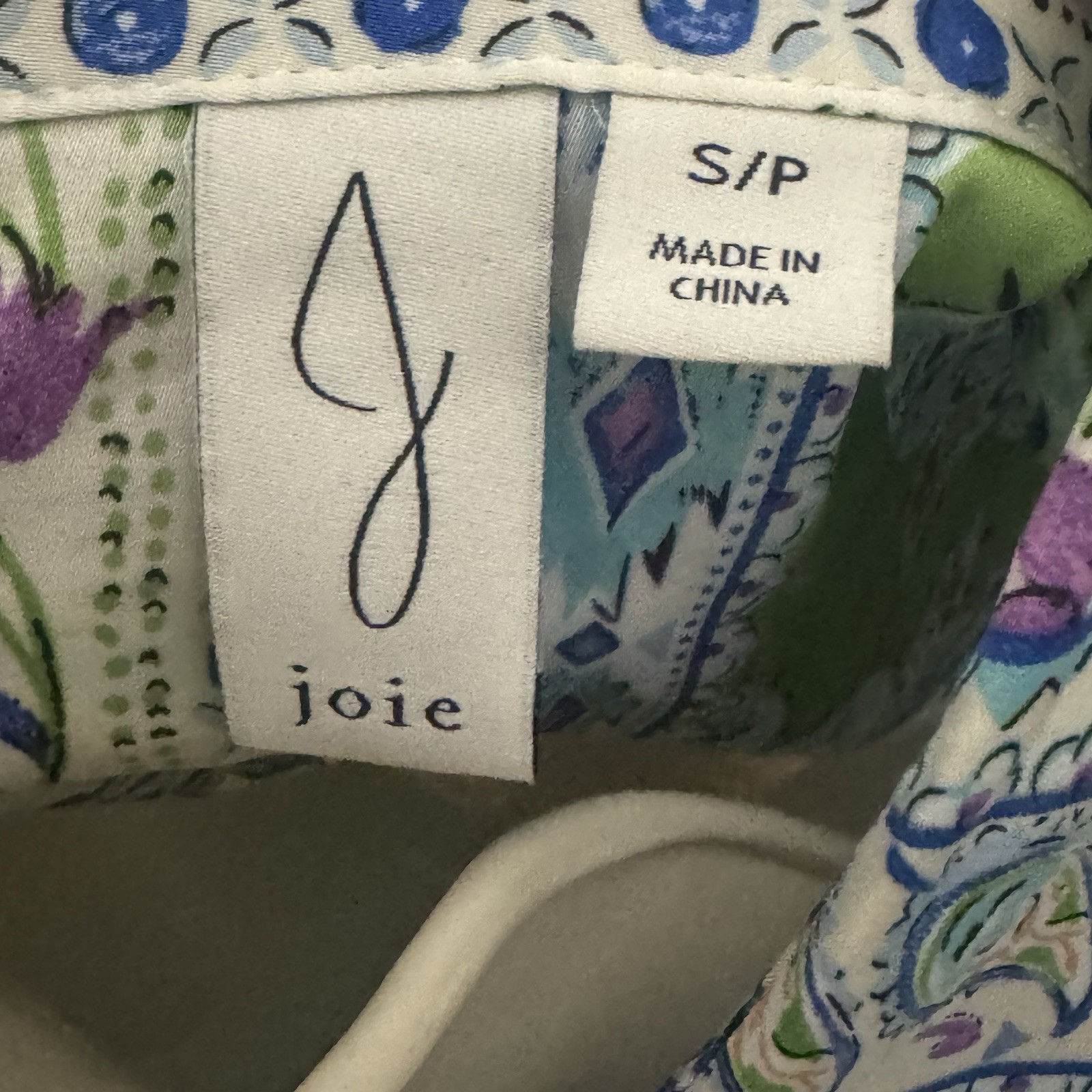 Joie Small Blue Multi Patchwork Floral Print Long… - image 4