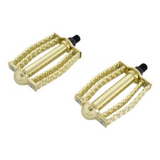 OG LOWRIDER DOUBLE SQUARE ROUND TWISTED STEEL BICYCLE PEDALS 1/2 IN GOLD