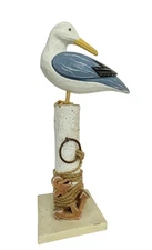 Beach Wooden Seagul Statue Sculpture Nautical Ocean Home Decor