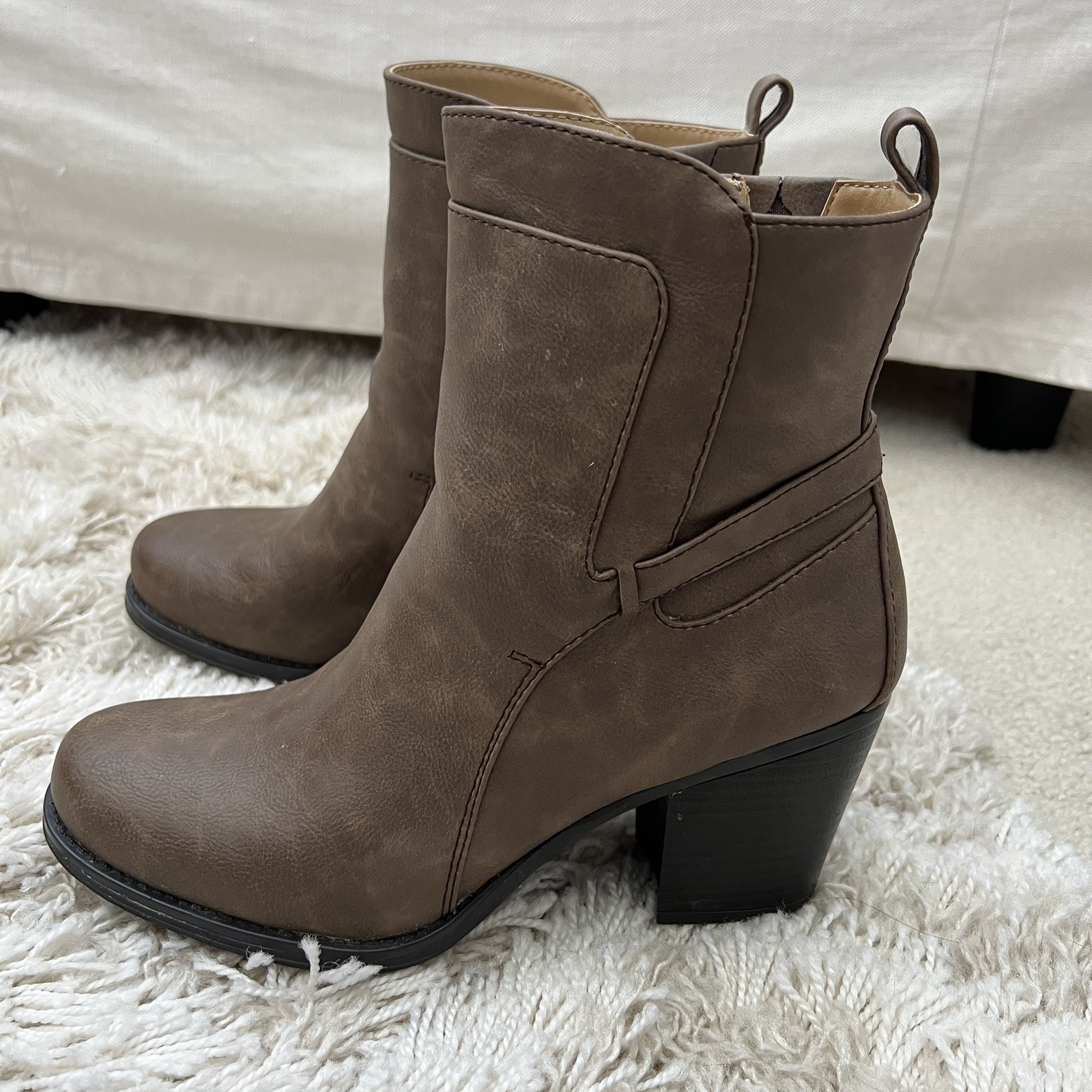 Naturalizer Tiffany Brown Zip Up Block Heel Ankle Boots Women’s Size 8.5