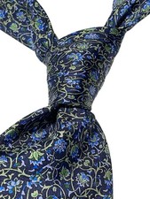 Tie Rack Silk Tie Navy Blue Floral Pattern Slim Width 8cm