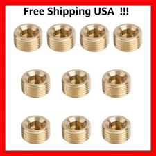 10pcs 3/8 Inch NPT Male Pipe Plug, Brass Male Pipe Plug Socket, Brass Hex Pip...