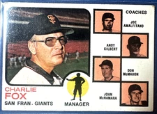 1973 Topps # 252 Charlie Fox Manager -Coaches San Fran Giants