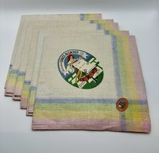 Vintage 1930s Linen Grass Bleached Napkin Handkerchief Set 6 Unused Pastel 14x14