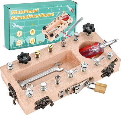 Wooderma Montessori Spielzeug Ab 3 4 5 Jahre, Holz Schraubbrett, Busy Board Holz