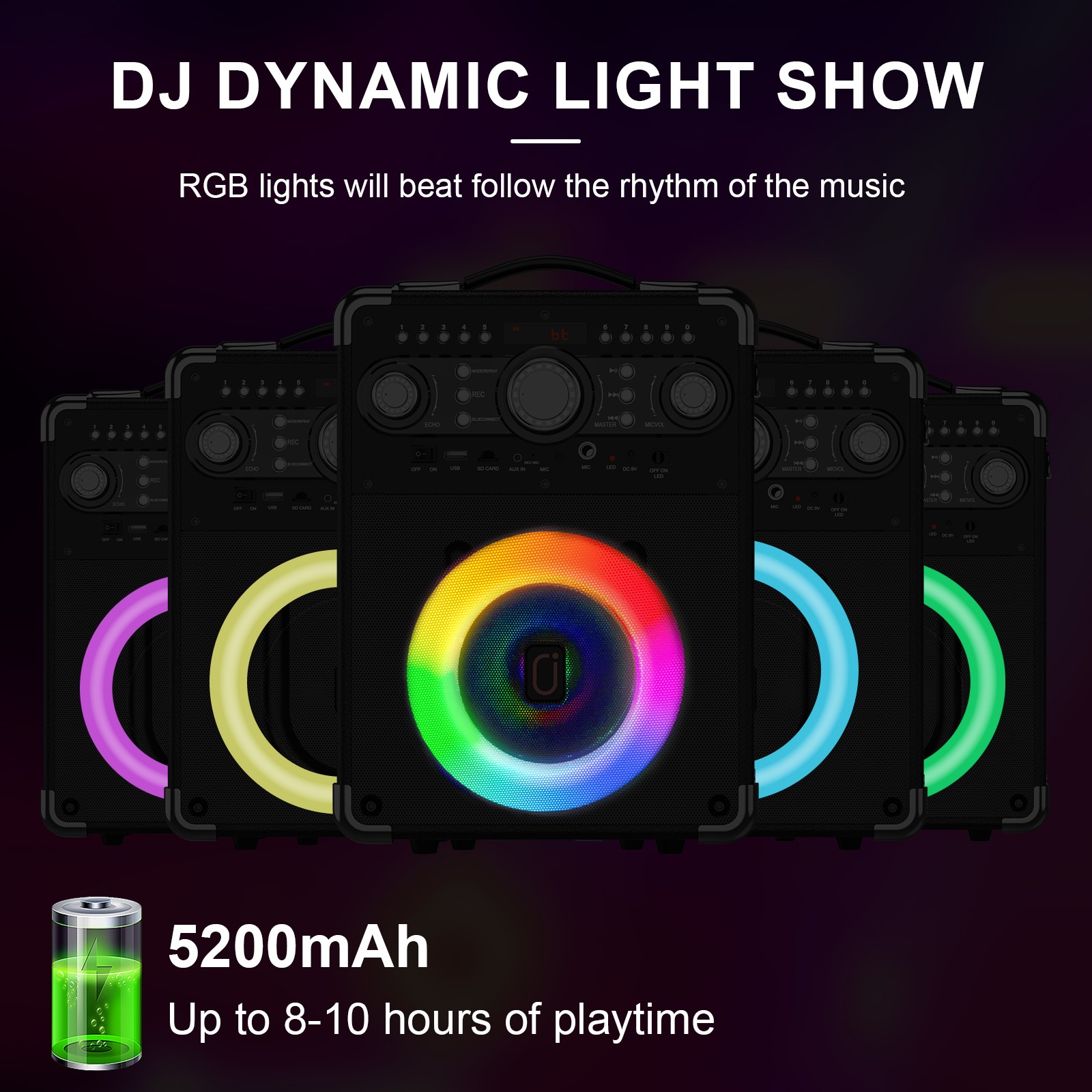 Máquina de karaoke parlante Bluetooth con 3 micrófonos y control remoto para fiestas navideñas, reproductor de música, imagen 10