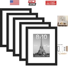 8x10 Picture Frame Set of 5, Display Pictures 5x7 with Mat or 8 x 10 Without,...