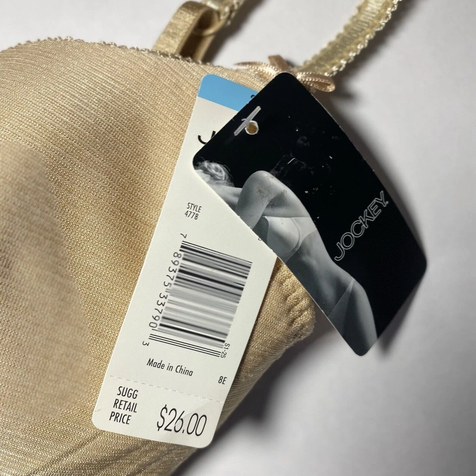 Sujetador de copa Jockey Shimmer a rayas acolchado suave inalámbrico 34C 34 C beige $26 nuevo con etiquetas nuevo Foto 2 de 4