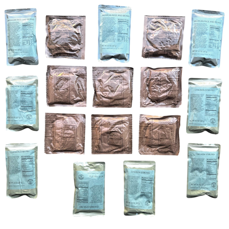 Lot of 17 Military MRE components (2026 Insp), 5 different items, Lot #1240