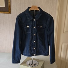 Blue Identity Women's Blue Jean Jacket L Button Front Collared Pockets  Denim