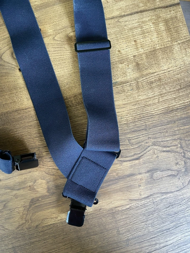 Duluth Trading Co. X-Back Side Clip Suspenders 2" Wide Heavy Duty Clasps Blue - Image 4 of 4