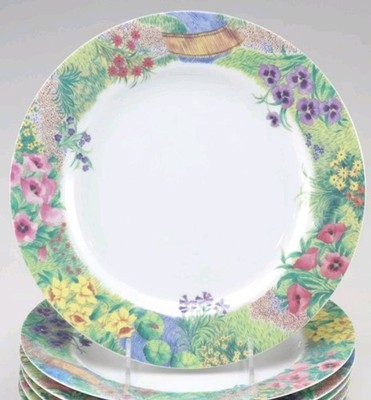 Nikko Secret Garden Floral Plates 10 5/8'' Set of 4 Excellent Cond. Vintage