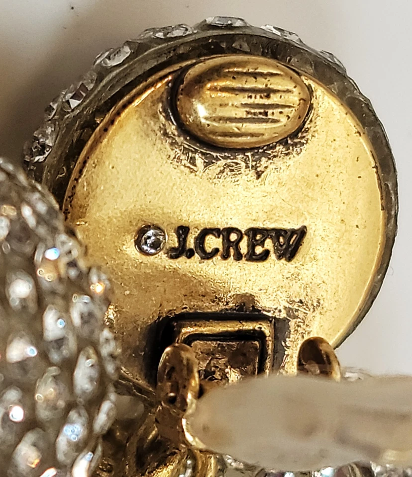 Firmato J Girocollo Color Argento Pendente Clear Strass 8.3cmlong Clip Orecchini - Immagine 4 di 4