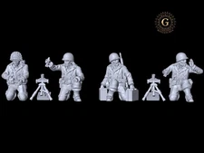 WW2 US Infantry Light Mortar Unit - Wargames and Collectors 28mm 1/56 X4 Figures