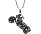 Motorbike Motorcycle Necklace Biker Gothic Rock Punk Pendant With Chain Silver