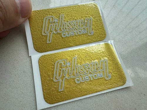 2Pcs Gibson Guitar Bass Neck Headstock Vinyl UV Waterproof Sticker Decals Golden