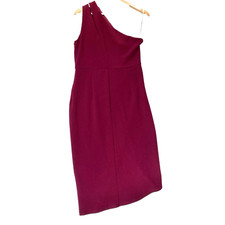 Lulus Burgundy One Shoulder Asymmetric Cut Out Party Bridesmaid Dress Women L X